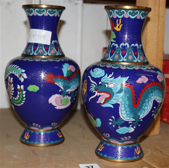 Pair of cloisonne vases